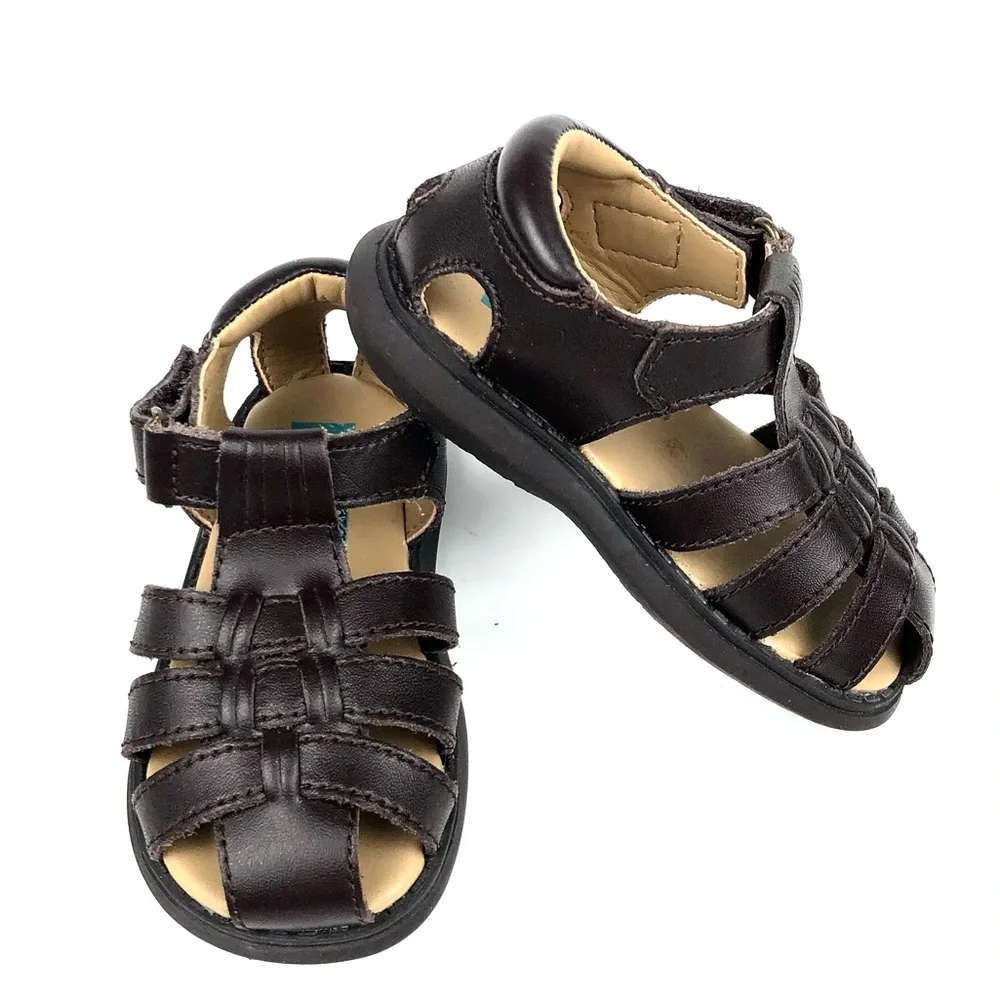 Scott David Brown Leather Fisherman Sandals Kids 5